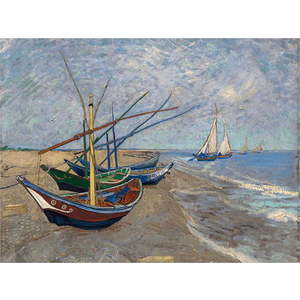 Reprodukce obrazu Vincenta van Gogha - Fishing Boats on the Beach at Les Saintes-Maries-de la Mer, 40 x 30 cm obraz