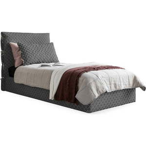 Šedá čalouněná jednolůžková postel s úložným prostorem s roštem 90x200 cm Sleepy Luna – Miuform obraz