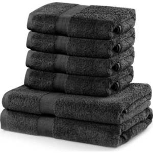 Set 2 bavlněných tmavě šedých osušek a 4 ručníků DecoKing Marina obraz