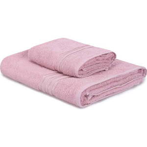Růžové bavlněné ručníky a osušky v sadě 2 ks Dora – Foutastic obraz