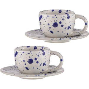 Bílo-modré šálky na espresso z kameniny v sadě 2 ks 100 ml Carnival – Ladelle obraz