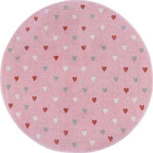 Růžový dětský koberec ø 100 cm Little Hearts – Hanse Home obraz