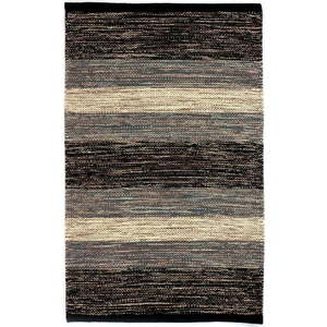 Černo-šedý bavlněný koberec Webtappeti Happy, 55 x 180 cm obraz