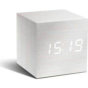 Bílý budík s bílým LED displejem Gingko Cube Click Clock obraz