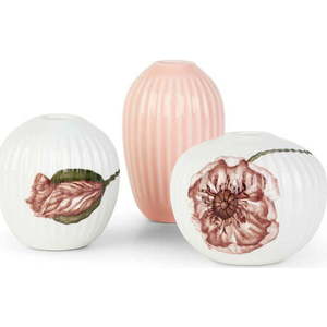 Sada 3 miniaturních porcelánových váz Kähler Design Hammershøi Poppy obraz