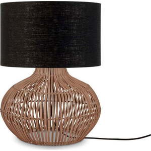 Stolní lampa s textilním stínidlem v černo-přírodní barvě (výška 48 cm) Kalahari – Good&Mojo obraz