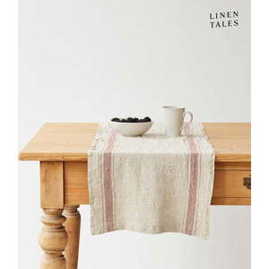 Lněný běhoun na stůl 40x200 cm Beige Stripe Vintage – Linen Tales obraz
