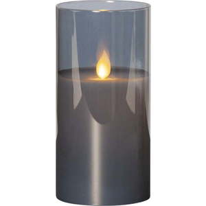 Šedá LED vosková svíčka ve skle Star Trading M-Twinkle, výška 15 cm obraz