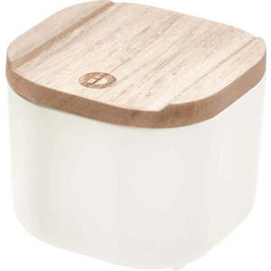 Bílý úložný box s víkem ze dřeva paulownia iDesign Eco, 9 x 9 cm obraz