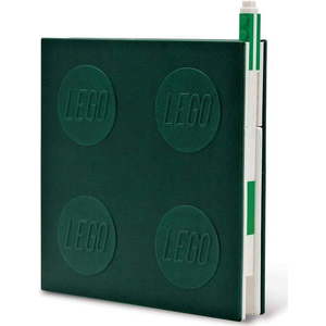 Lahvově zelený čtvercový zápisník s gelovým perem LEGO®, 15, 9 x 15, 9 cm obraz