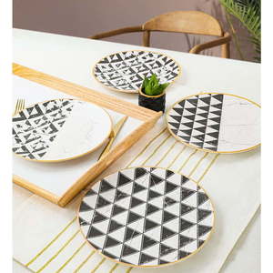 Černo-bílé keramické talíře v sadě 4 ks ø 25 cm – Hermia obraz