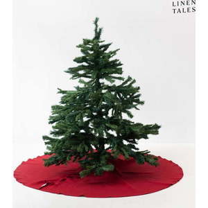 Červený kulatý koberec pod vánoční stromek ø 125 cm – Linen Tales obraz