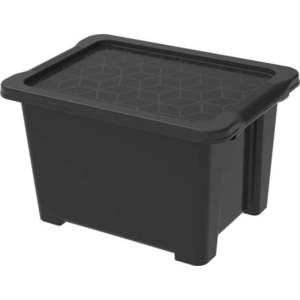 Leskle černý plastový úložný box s víkem Evo Easy - Rotho obraz