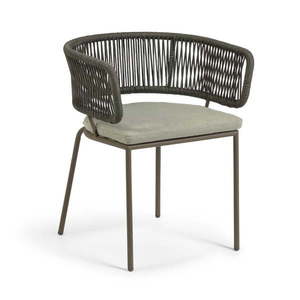 Zahradní židle s ocelovou konstrukcí a zeleným výpletem Kave Home Nadin obraz