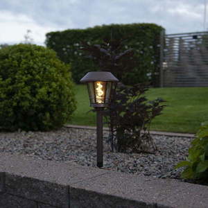 Hnědé venkovní solární LED svítidlo Star Trading Fergus, výška 35 cm obraz