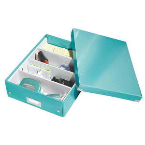 Tyrkysový kartonový úložný box s víkem Click&Store - Leitz obraz