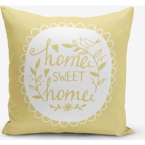 Žlutý povlak na polštář Minimalist Cushion Covers Home Sweet Home, 45 x 45 cm obraz