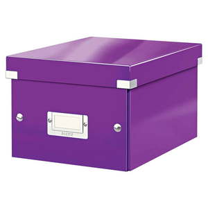 Fialový kartonový úložný box s víkem 22x28x16 cm Click&Store – Leitz obraz
