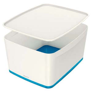 Bílo-modrý plastový úložný box s víkem 32x38.5x20 cm MyBox – Leitz obraz