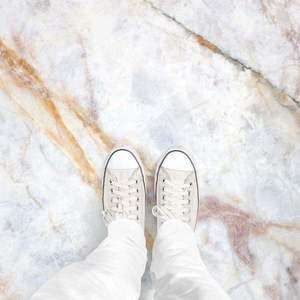 Samolepka na podlahu Ambiance Authentic White Marble, 40 x 40 cm obraz