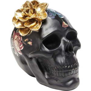 Černá dekorativní soška Kare Design Flower Skull, výška 22 cm obraz