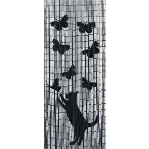 Černo-šedý bambusový závěs do dveří 200x90 cm Cat and Butterfly - Maximex obraz