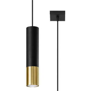 Závěsné svítidlo s kovovým stínidlem v černo-zlaté barvě 8x8 cm Longbot - Nice Lamps obraz