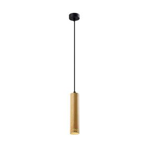 Černé závěsné svítidlo s dřevěným stínidlem ø 7 cm Tubo – Candellux Lighting obraz