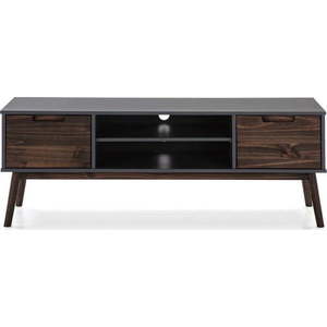Antracitový/tmavě hnědý TV stolek z borovicového dřeva 140x52, 5 cm Nussa – Marckeric obraz