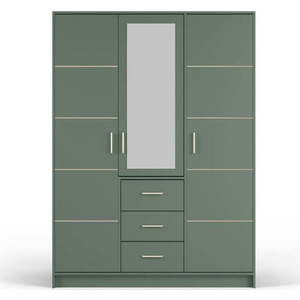 Zelená šatní skříň se zrcadlem 147x200 cm Burren - Cosmopolitan Design obraz