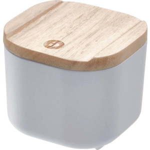 Šedý úložný box s víkem ze dřeva paulownia iDesign Eco, 9 x 9 cm obraz