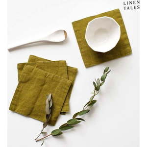 Khaki látkové podtácky v sadě 4 ks – Linen Tales obraz