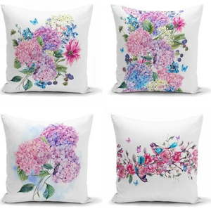Sada 4 dekorativních povlaků na polštáře Minimalist Cushion Covers Purple Pink, 45 x 45 cm obraz