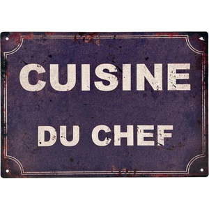 Kovovo-skleněná cedule 30x21 cm Cuisine Du Chef – Antic Line obraz