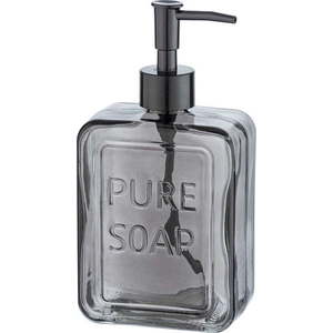 Šedý skleněný dávkovač na mýdlo Wenko Pure Soap obraz
