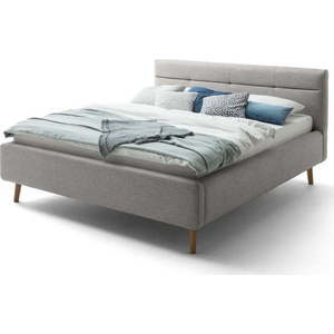 Šedá čalouněná dvoulůžková postel s úložným prostorem s roštem 160x200 cm Lotte - Meise Möbel obraz