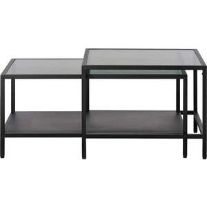 Černé skleněné konferenční stolky v sadě 2 ks 60x60 cm Bronco – Unique Furniture obraz