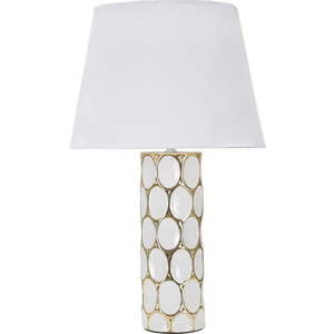 Keramická stolní lampa s textilním stínidlem v bílo-zlaté barvě (výška 56 cm) Glam Carv – Mauro Ferretti obraz