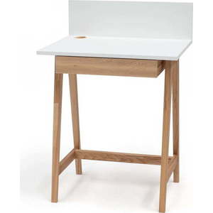 Bílý psací stůl s podnožím z jasanového dřeva Ragaba Luka, délka 65 cm obraz