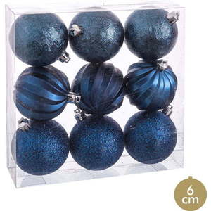 Sada 9 vánočních ozdob v tmavě modré barvě Unimasa, ø 6 cm obraz