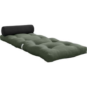 Zelenošedá futonová matrace 70x200 cm Wrap Olive Green/Dark Grey – Karup Design obraz