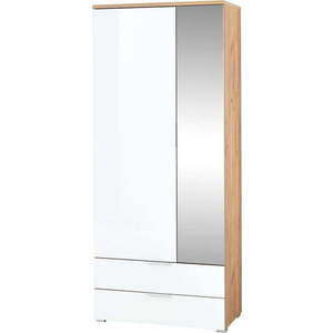 Bílá šatní skříň v dekoru dubu se zrcadlem 84x196 cm Telde - Germania obraz