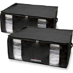 Sada 2 černých úložných boxů s vakuovým obalem Compactor Black Edition XXL, 65 x 27 cm obraz