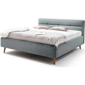 Modrá čalouněná dvoulůžková postel s úložným prostorem a s roštem 160x200 cm Lotte – Meise Möbel obraz