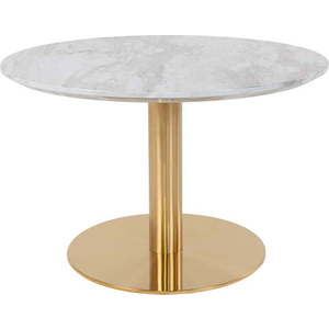 Kulatý konferenční stolek v bílo-zlaté barvě s deskou v dekoru mramoru 70x70 cm Bolzano – House Nordic obraz