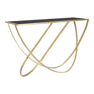 Konzolový stolek se skleněnou deskou v černo-zlaté barvě 40x120 cm Ring – Mauro Ferretti obraz