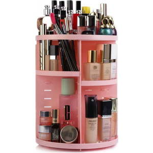 Růžový otočný plastový koupelnový organizér na kosmetiku – Hermia obraz