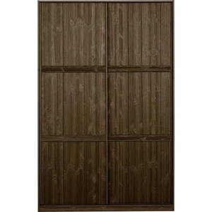 Hnědá šatní skříň z borovicového dřeva s posuvnými dveřmi 139x215 cm Katoi – BePureHome obraz