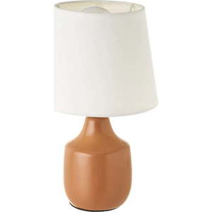 Bílo-hnědá keramická stolní lampa s textilním stínidlem (výška 24 cm) – Casa Selección obraz