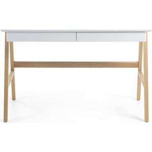 Pracovní stůl s bílou deskou Kave Home Ingo, 120 x 60 cm obraz